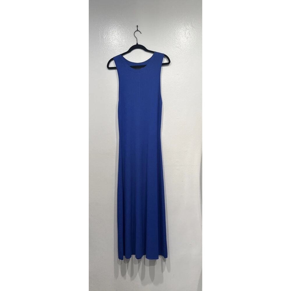 Banana Republic Blue Knit‎ Refined Ribbed Midi Sweater Dress Size Large Classic